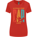 Fathers Day Living the Dad Life Twins Funny Womens Wider Cut T-Shirt Red
