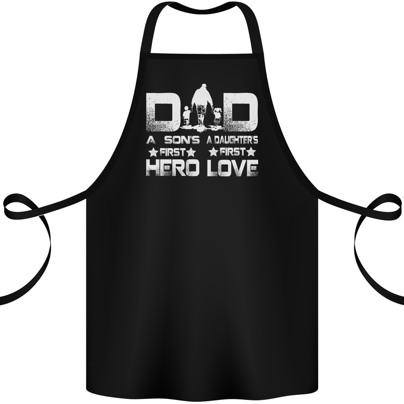 Fathers Day Son Hero Daughter Love Dad Cotton Apron 100% Organic Black