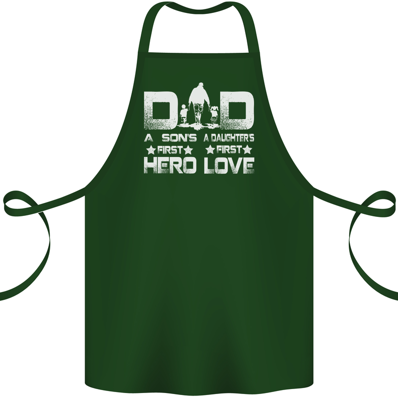 Fathers Day Son Hero Daughter Love Dad Cotton Apron 100% Organic Forest Green