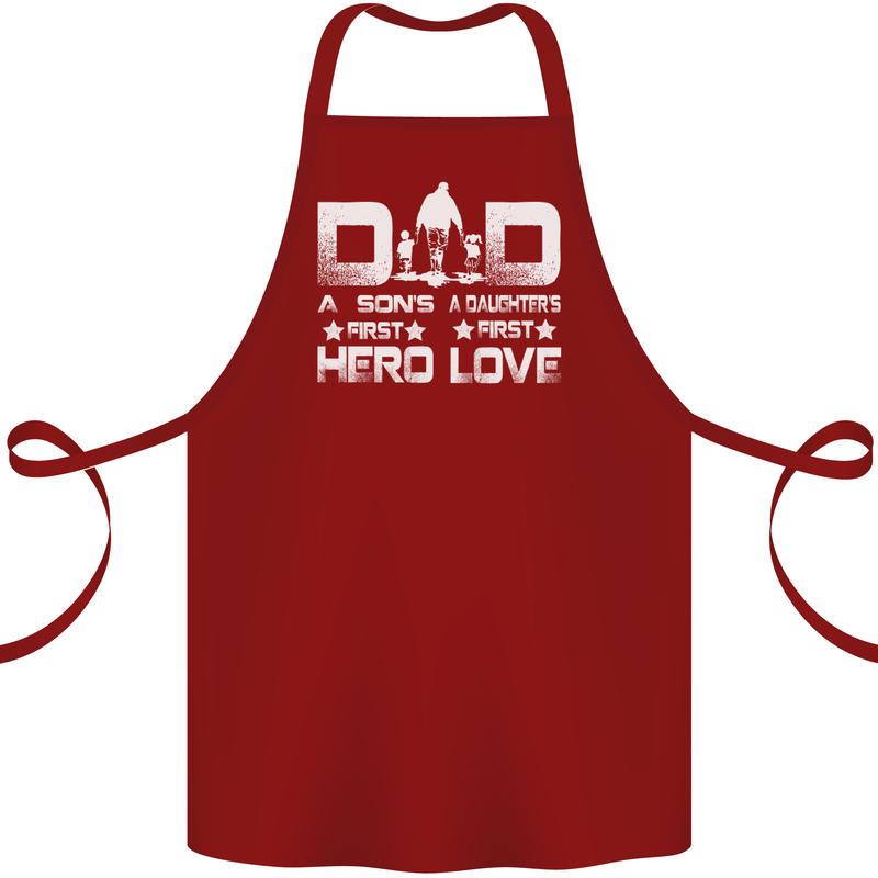Fathers Day Son Hero Daughter Love Dad Cotton Apron 100% Organic Maroon