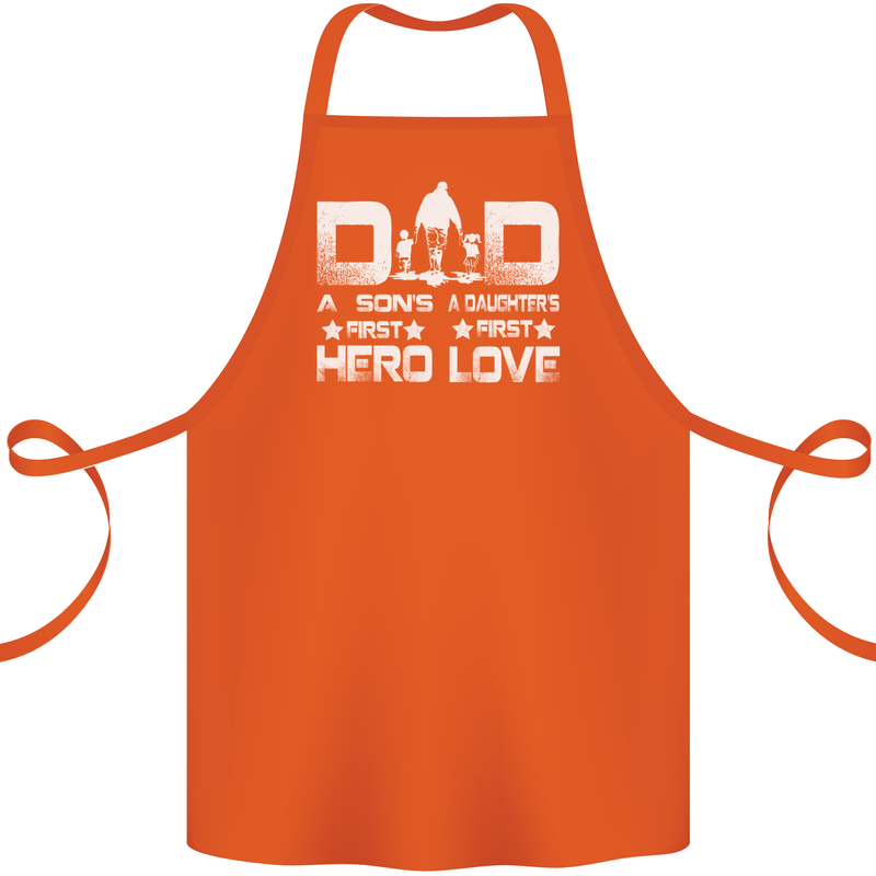 Fathers Day Son Hero Daughter Love Dad Cotton Apron 100% Organic Orange