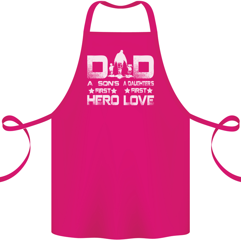 Fathers Day Son Hero Daughter Love Dad Cotton Apron 100% Organic Pink