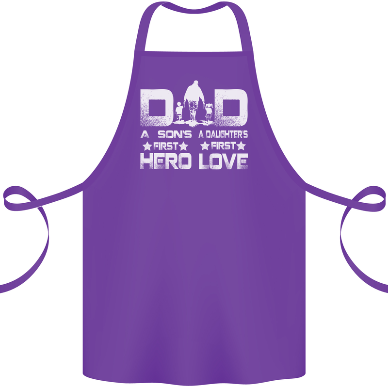 Fathers Day Son Hero Daughter Love Dad Cotton Apron 100% Organic Purple