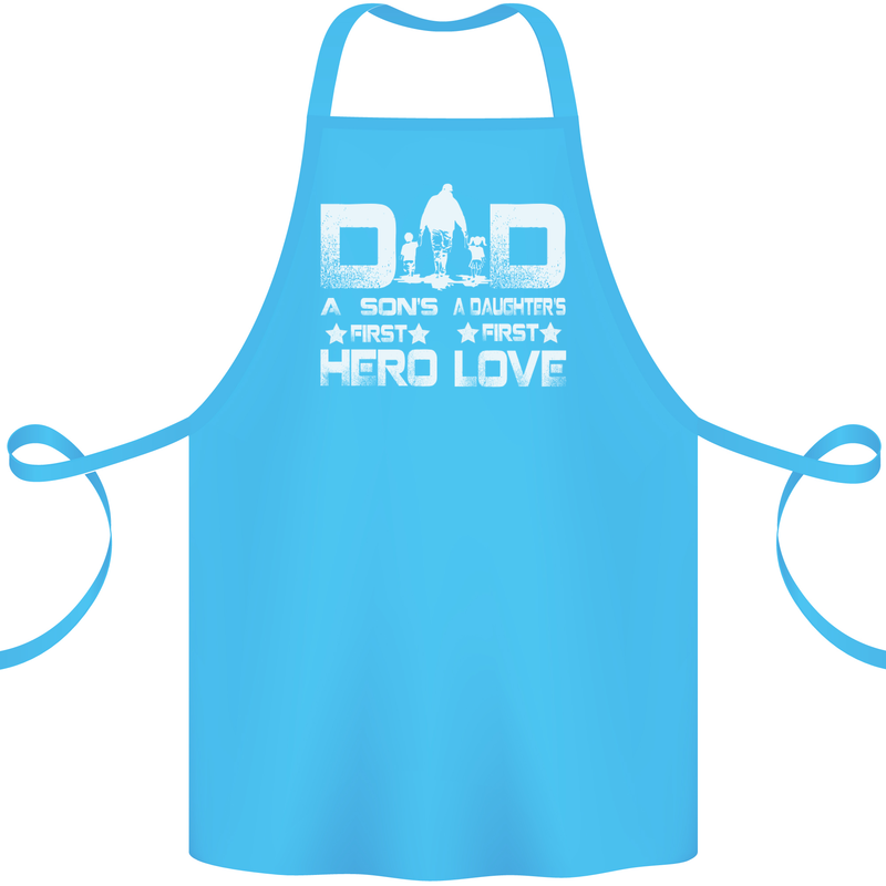 Fathers Day Son Hero Daughter Love Dad Cotton Apron 100% Organic Turquoise