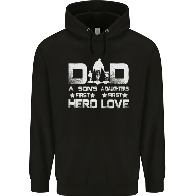 Fathers Day Son Hero Daughter Love Dad Mens 80% Cotton Hoodie Black