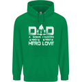 Fathers Day Son Hero Daughter Love Dad Mens 80% Cotton Hoodie Irish Green