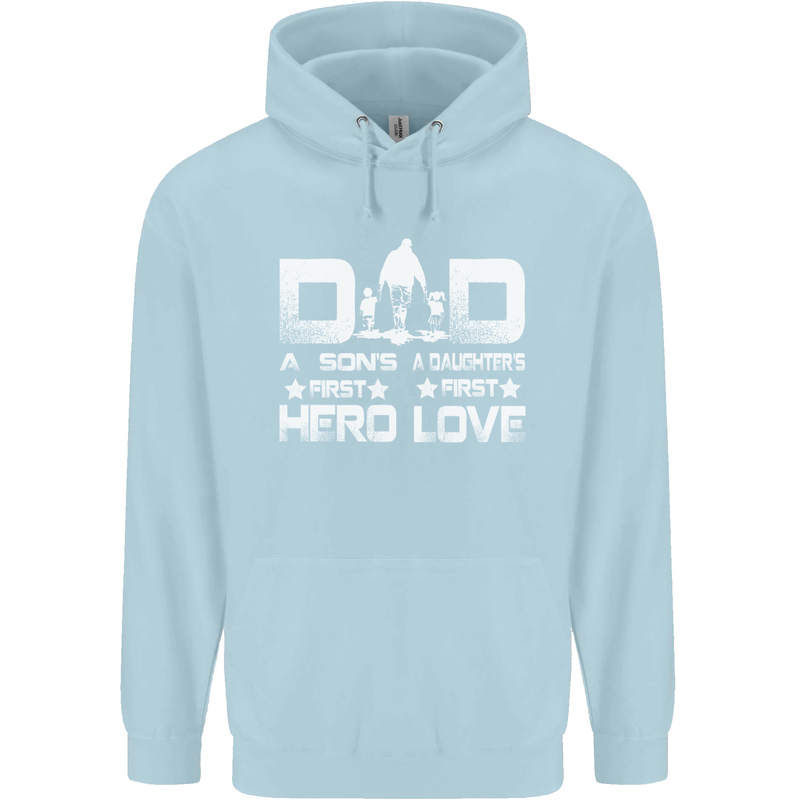 Fathers Day Son Hero Daughter Love Dad Mens 80% Cotton Hoodie Light Blue