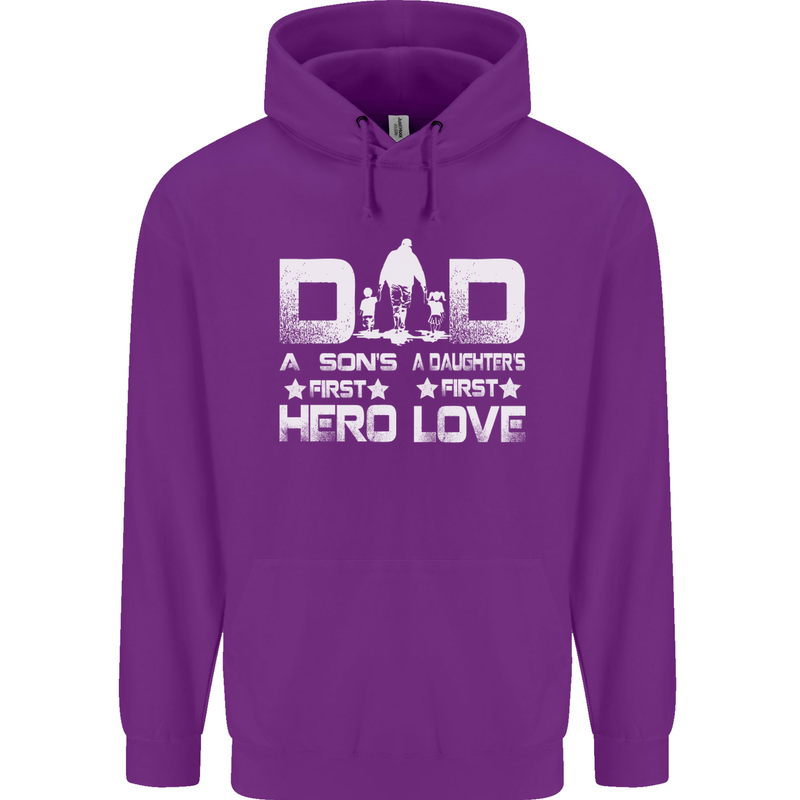 Fathers Day Son Hero Daughter Love Dad Mens 80% Cotton Hoodie Purple