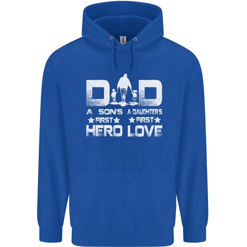 Fathers Day Son Hero Daughter Love Dad Mens 80% Cotton Hoodie Royal Blue