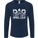 Fathers Day Son Hero Daughter Love Dad Mens Long Sleeve T-Shirt Navy Blue
