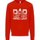 Fathers Day Son Hero Daughter Love Dad Mens Sweatshirt Jumper Bright Red