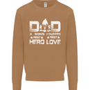 Fathers Day Son Hero Daughter Love Dad Mens Sweatshirt Jumper Caramel Latte