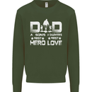 Fathers Day Son Hero Daughter Love Dad Mens Sweatshirt Jumper Forest Green