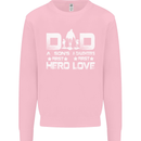 Fathers Day Son Hero Daughter Love Dad Mens Sweatshirt Jumper Light Pink
