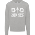 Fathers Day Son Hero Daughter Love Dad Mens Sweatshirt Jumper Sports Grey