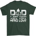 Fathers Day Son Hero Daughter Love Dad Mens T-Shirt Cotton Gildan Forest Green