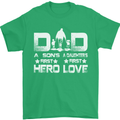 Fathers Day Son Hero Daughter Love Dad Mens T-Shirt Cotton Gildan Irish Green