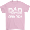 Fathers Day Son Hero Daughter Love Dad Mens T-Shirt Cotton Gildan Light Pink