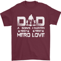 Fathers Day Son Hero Daughter Love Dad Mens T-Shirt Cotton Gildan Maroon