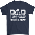 Fathers Day Son Hero Daughter Love Dad Mens T-Shirt Cotton Gildan Navy Blue