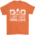 Fathers Day Son Hero Daughter Love Dad Mens T-Shirt Cotton Gildan Orange