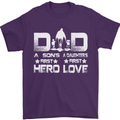 Fathers Day Son Hero Daughter Love Dad Mens T-Shirt Cotton Gildan Purple