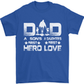 Fathers Day Son Hero Daughter Love Dad Mens T-Shirt Cotton Gildan Royal Blue
