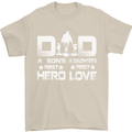 Fathers Day Son Hero Daughter Love Dad Mens T-Shirt Cotton Gildan Sand