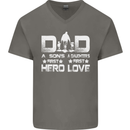 Fathers Day Son Hero Daughter Love Dad Mens V-Neck Cotton T-Shirt Charcoal