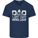 Fathers Day Son Hero Daughter Love Dad Mens V-Neck Cotton T-Shirt Navy Blue