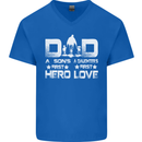 Fathers Day Son Hero Daughter Love Dad Mens V-Neck Cotton T-Shirt Royal Blue