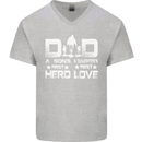 Fathers Day Son Hero Daughter Love Dad Mens V-Neck Cotton T-Shirt Sports Grey