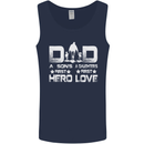 Fathers Day Son Hero Daughter Love Dad Mens Vest Tank Top Navy Blue