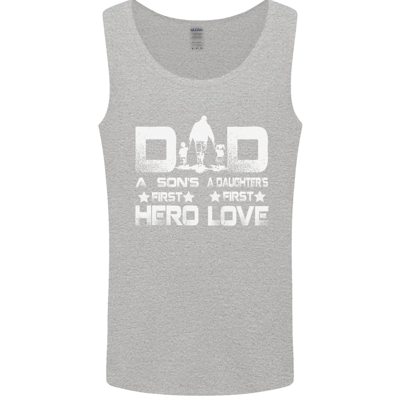 Fathers Day Son Hero Daughter Love Dad Mens Vest Tank Top Sports Grey