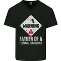 Fathers Day Teenage Daughter Funny Dad Mens V-Neck Cotton T-Shirt Black