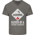Fathers Day Teenage Daughter Funny Dad Mens V-Neck Cotton T-Shirt Charcoal