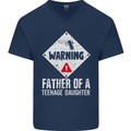 Fathers Day Teenage Daughter Funny Dad Mens V-Neck Cotton T-Shirt Navy Blue