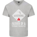 Fathers Day Teenage Daughter Funny Dad Mens V-Neck Cotton T-Shirt Sports Grey