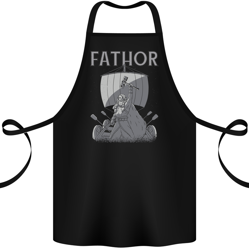 Fathor Funny Fathers Day Viking Ship Cotton Apron 100% Organic Black