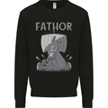 Fathor Funny Fathers Day Viking Ship Kids Sweatshirt Jumper Black