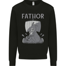 Fathor Funny Fathers Day Viking Ship Kids Sweatshirt Jumper Black