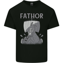 Fathor Funny Fathers Day Viking Ship Mens Cotton T-Shirt Tee Top Black