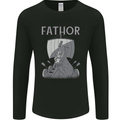 Fathor Funny Fathers Day Viking Ship Mens Long Sleeve T-Shirt Black