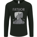 Fathor Funny Fathers Day Viking Ship Mens Long Sleeve T-Shirt Black
