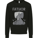Fathor Funny Fathers Day Viking Ship Mens Sweatshirt Jumper Black