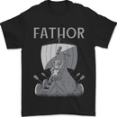 Fathor Funny Fathers Day Viking Ship Mens T-Shirt 100% Cotton Black