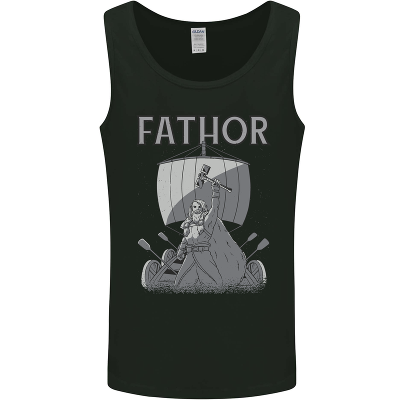 Fathor Funny Fathers Day Viking Ship Mens Vest Tank Top Black
