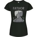 Fathor Funny Fathers Day Viking Ship Womens Petite Cut T-Shirt Black