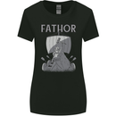 Fathor Funny Fathers Day Viking Ship Womens Wider Cut T-Shirt Black
