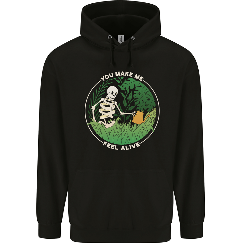Feel Alive Gardening Gardener Plants Skull Childrens Kids Hoodie Black